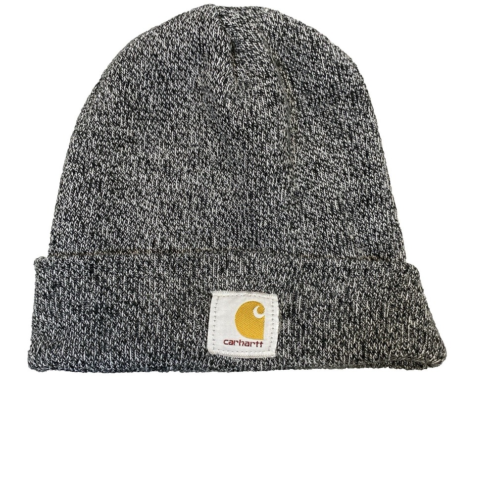 Carhartt Beanie Men's One Size Knit Light Heather Gray‎ Cuffed Logo